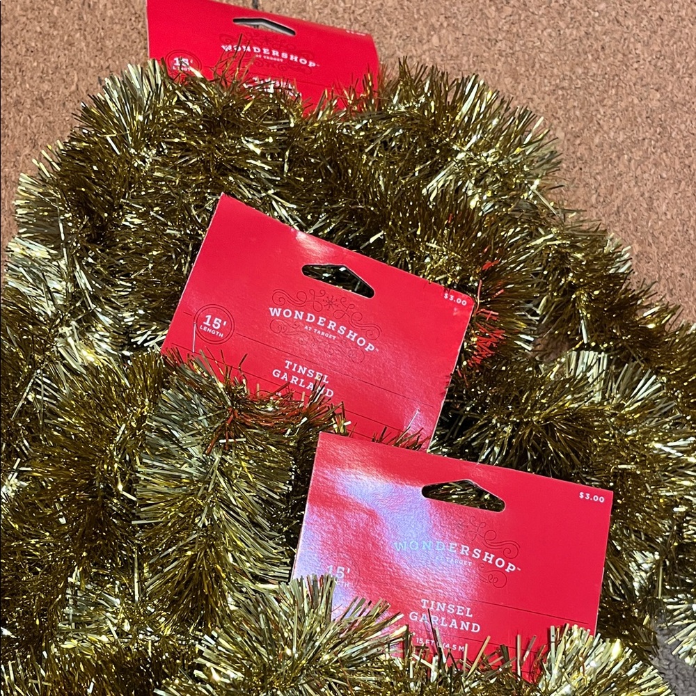 Wondershop Shimmering Gold Tinsel Garland